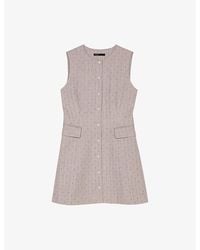 Maje - Rhinestone-Embellished Button-Down Stretch-Woven Suit Mini Dress - Lyst