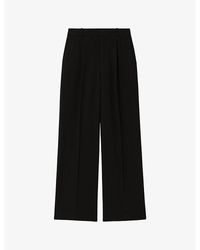 Reiss - Eden Elasticated-Waist Wide-Leg Twill Trousers - Lyst