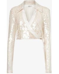 Jonathan Simkhai - Sequin-embellished Cropped Knitted Top - Lyst