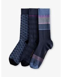 Ted Baker - Bluupak Stretch-cotton Socks Pack Of Three - Lyst