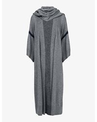 eem - Scarf Long-Sleeve Maxi Knitted Cardigan - Lyst
