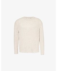 FRAME - Crew-neck Relaxed-fit Distressed Cotton-blend Knitted Jumper - Lyst