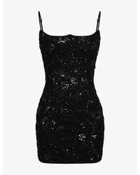 House Of Cb - Naima Hand-Beaded Embellished Mesh Mini Dress Xs (A-C Cup) - Lyst