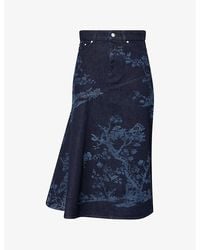 Erdem - Tree-Print A-Line Denim Midi Skirt - Lyst