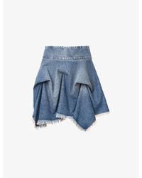 AllSaints - Crissy Asymmetric-Hem High-Rise Denim Mini Skirt - Lyst