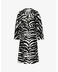 Alaïa - Animal-print Belted Cotton Trench Coat - Lyst