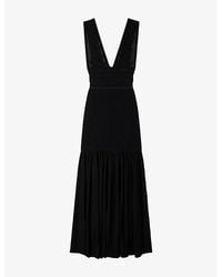 Sandro - Sleeveless V-Neck Knitted Maxi Dress - Lyst