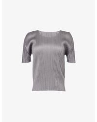 Pleats Please Issey Miyake - Round-Neck Pleated Knitted T-Shirt - Lyst