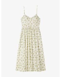 Sandro - Strappy Floral-Print Cotton Midi Dress - Lyst