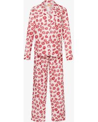 Desmond & Dempsey - Floral-print Long-sleeve Cotton Pyjama Set - Lyst