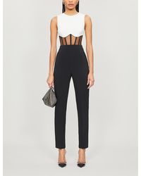 David Koma Contrasting Sheer-panel Crepe Jumpsuit - Black