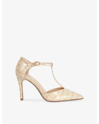 Dune - Castered Heeled Leather Courts - Lyst