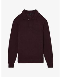 Reiss - Open-Collar Cotton Polo Jumper - Lyst