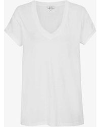 Reiss - Luana V-neck Cotton-jersey T-shirt - Lyst