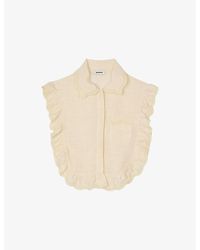 Sandro - Lace-Trim Sleeveless Linen-Blend Shirt - Lyst