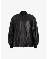 AllSaints - Sofi Leather Bomber Jacket - Lyst