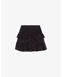 Maje - Ruffle-trim Asymmetric Woven Mini Skirt - Lyst
