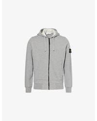 Stone Island - Brand-Badge Zip-Through Cotton Hoody - Lyst