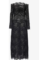 Rabanne - Robe Floral-embroidered Stretch-lace Maxi Dress - Lyst