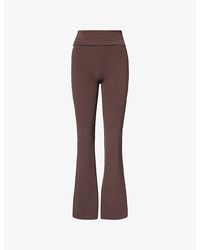 Sisterly Tribe - Cosy Soft Cotton Foldover Stretch-Cotton Yoga Trousers - Lyst