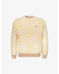 Lacoste - Checked Logo-embroidered Wool-blend Jumper - Lyst