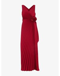 Phase Eight - Emlyn Rose-Embroidered Pleated Stretch-Woven Maxi Dress - Lyst