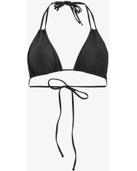 AllSaints - Erica Double-strap Halter-neck Stretch-woven Bikini Top - Lyst