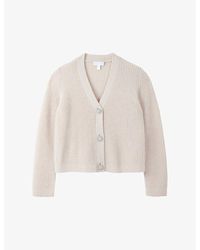 The White Company - V-Neck Ribbed-Knit Wool-Blend Cardigan - Lyst