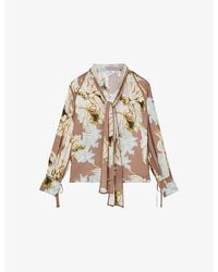 Reiss - Maggie Floral-Print Woven Blouse - Lyst