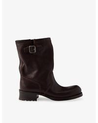 Prada - Logo-Embellished Leather Biker Boots - Lyst
