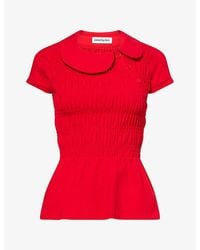Peachy Den - Ferdinand Shirring Cotton-Stretch Polo Top - Lyst