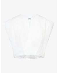 Jonathan Simkhai - Wrenli Pleated Cotton-Blend Top - Lyst