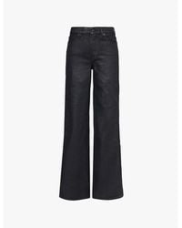 7 For All Mankind - Lotta High-Rise Wide-Leg Coated Stretch-Denim Jeans - Lyst