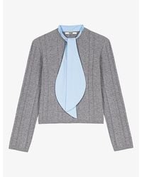 Maje - Cotton-Collar Ribbed Wool-Blend Jumper - Lyst