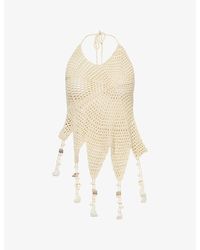 Jaded London - Halterneck Shell-Trim Crochet Top - Lyst