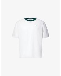 Ami Paris - Ami De Coeur Embroidered Logo Cotton-Jersey T-Shirt - Lyst