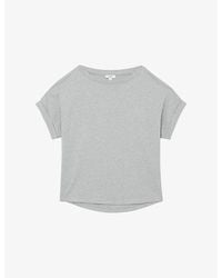 Reiss - Sia Wide-Neck Short-Sleeve Cotton T-Shirt - Lyst