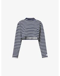Ru & Rocka - Striped Cropped Stretch-Cotton T-Shirt - Lyst