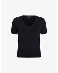 AllSaints - Evie V-neck Organic-cotton T-shirt - Lyst