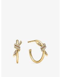 Tiffany & Co. - Tiffany Knot 18Ct- 0.18Ct Round-Brilliant Pavé Diamond Hoop Earrings - Lyst
