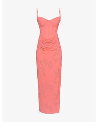House Of Cb - Carmella Floral-Embellished Woven Maxi Dress Xs (A-C Cup) - Lyst
