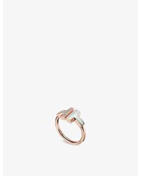 Tiffany & Co. - Tiffany T 18ct Rose-gold, Mother-of-pearl And 0.07ct Diamond Ring - Lyst