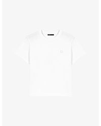 Maje - Embroidered-Logo Short-Sleeve Cotton T-Shirt - Lyst
