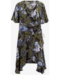AllSaints - Meagan Batu Floral-print Ruffle-trim Woven Mini Dress - Lyst