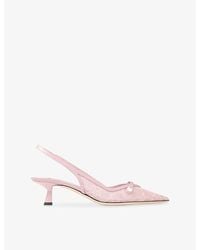Jimmy Choo - Amita 45 Slingback Lace Heeled Pumps - Lyst