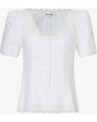 Reformation - Anabella Puffed-shoulder Linen Top - Lyst