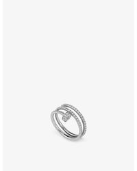 Cartier - Juste Un Clou 18ct White-gold Diamond-paved Double Ring - Lyst