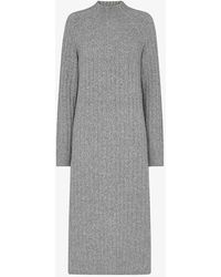 Whistles - High-neck Relaxed-fit Stretch Wool-blend Midi Dress - Lyst