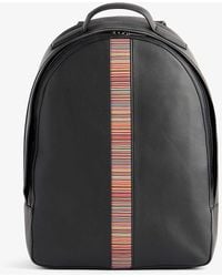 Paul Smith - Striped-panel Zipped Grained-leather Backpack - Lyst