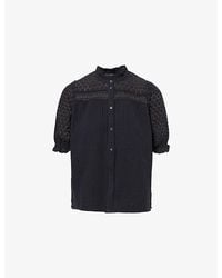 ME+EM - Lace-Panel Ruffled Cotton Top - Lyst